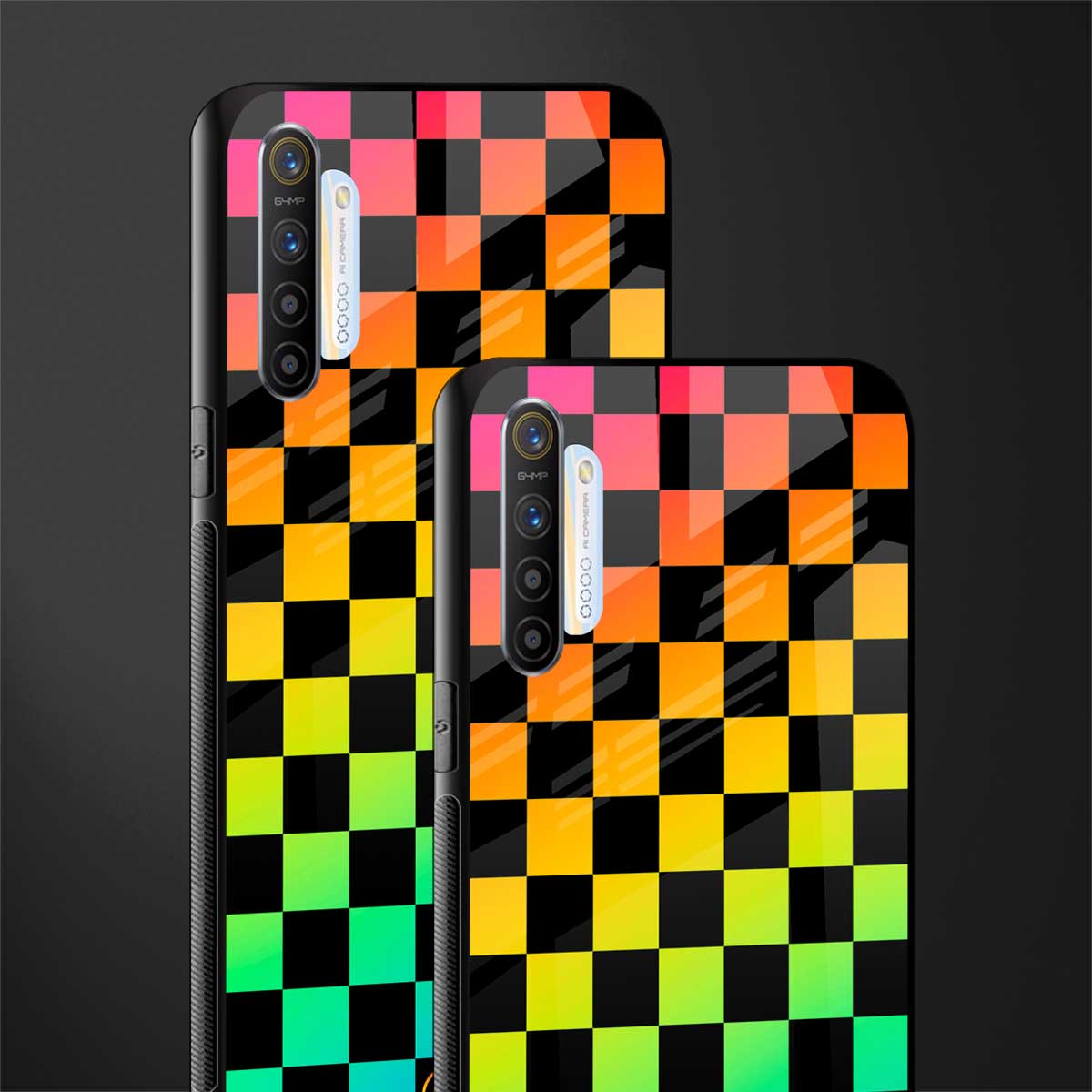 rainbow check pattern glass case for realme x2 image-2