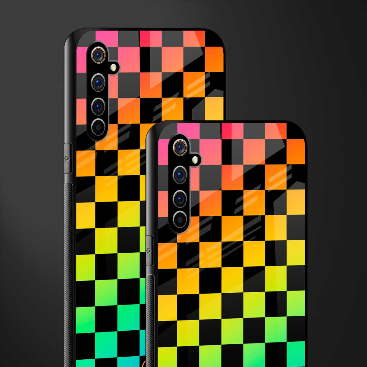 rainbow check pattern glass case for realme x50 pro image-2