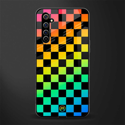 rainbow check pattern glass case for realme x50 pro image