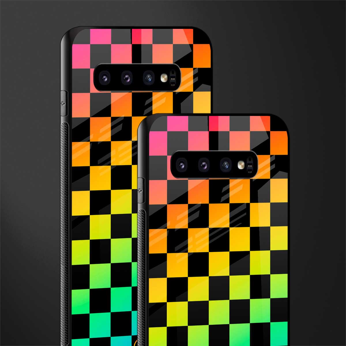rainbow check pattern glass case for samsung galaxy s10 plus image-2
