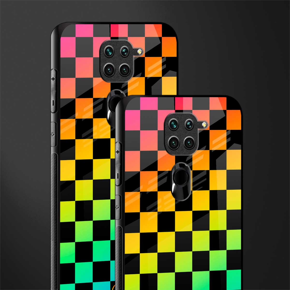 rainbow check pattern glass case for redmi note 9 image-2