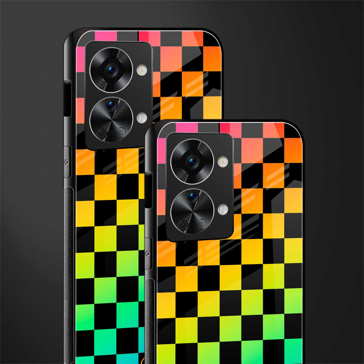 rainbow check pattern glass case for phone case | glass case for oneplus nord 2t 5g