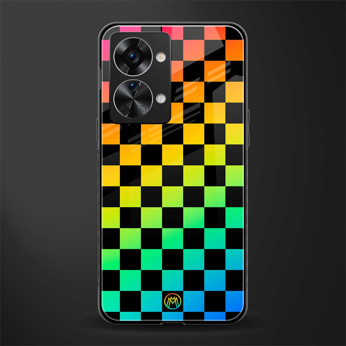 rainbow check pattern glass case for phone case | glass case for oneplus nord 2t 5g