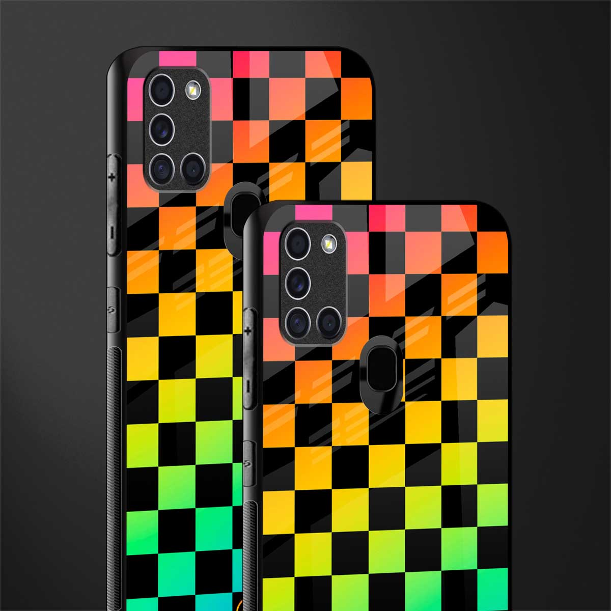 rainbow check pattern glass case for samsung galaxy a21s image-2