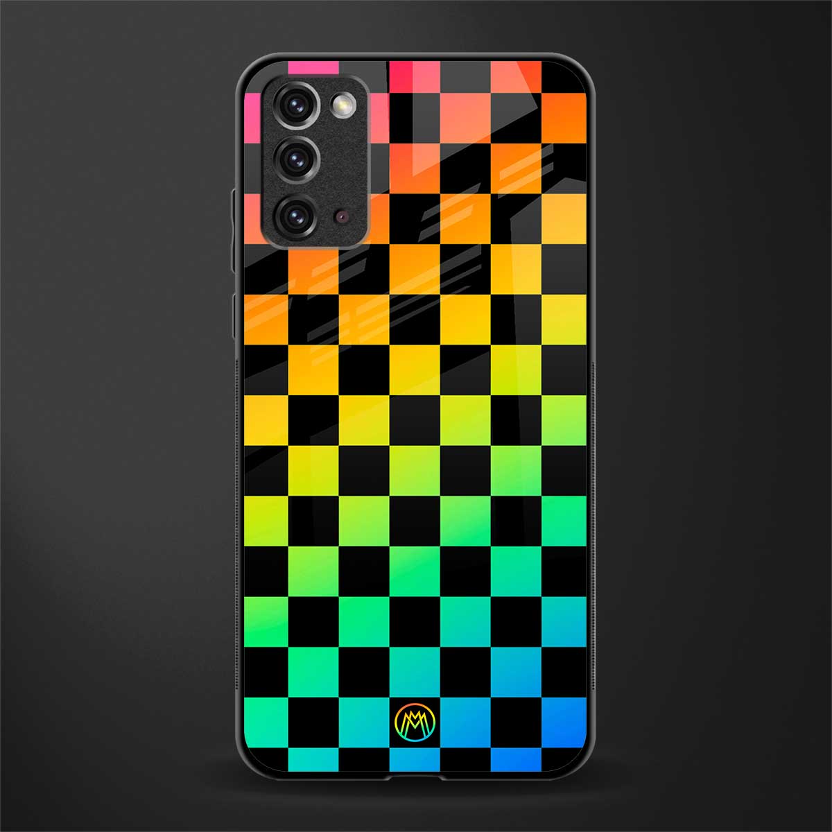 rainbow check pattern glass case for samsung galaxy note 20 image