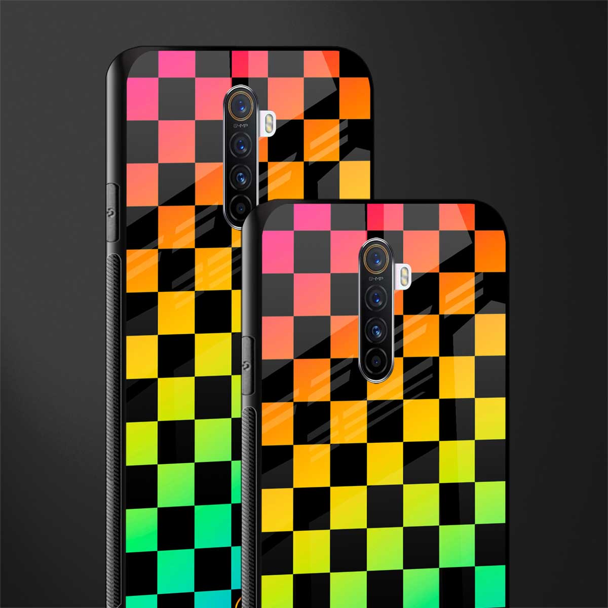 rainbow check pattern glass case for realme x2 pro image-2