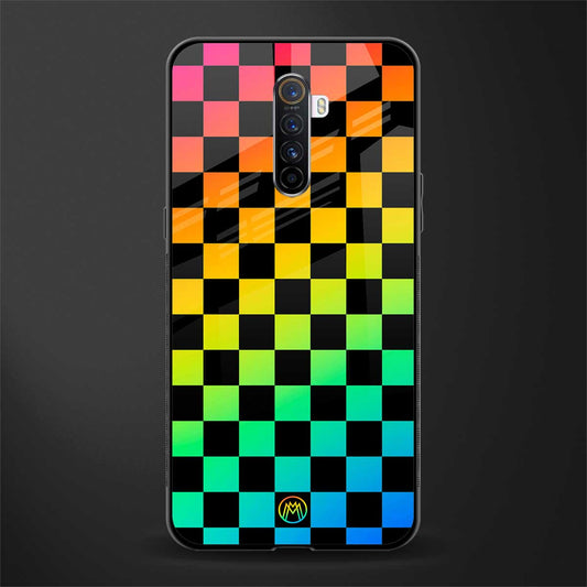 rainbow check pattern glass case for realme x2 pro image