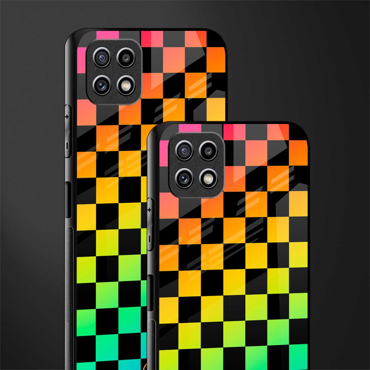 rainbow check pattern glass case for samsung galaxy a22 5g image-2