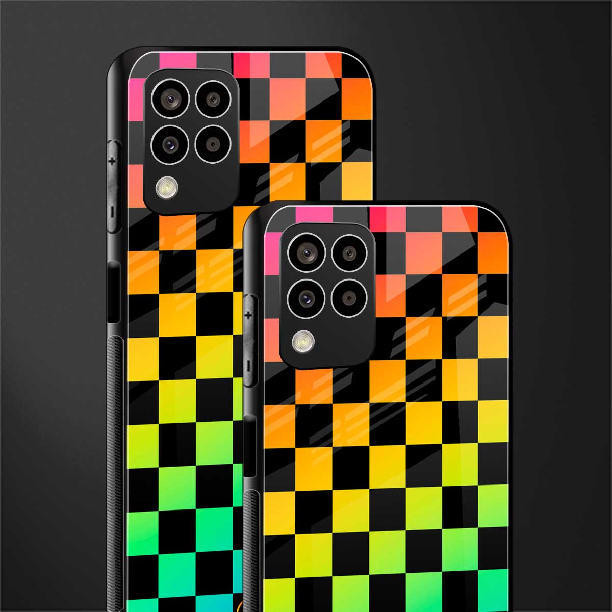 rainbow check pattern back phone cover | glass case for samsung galaxy m33 5g
