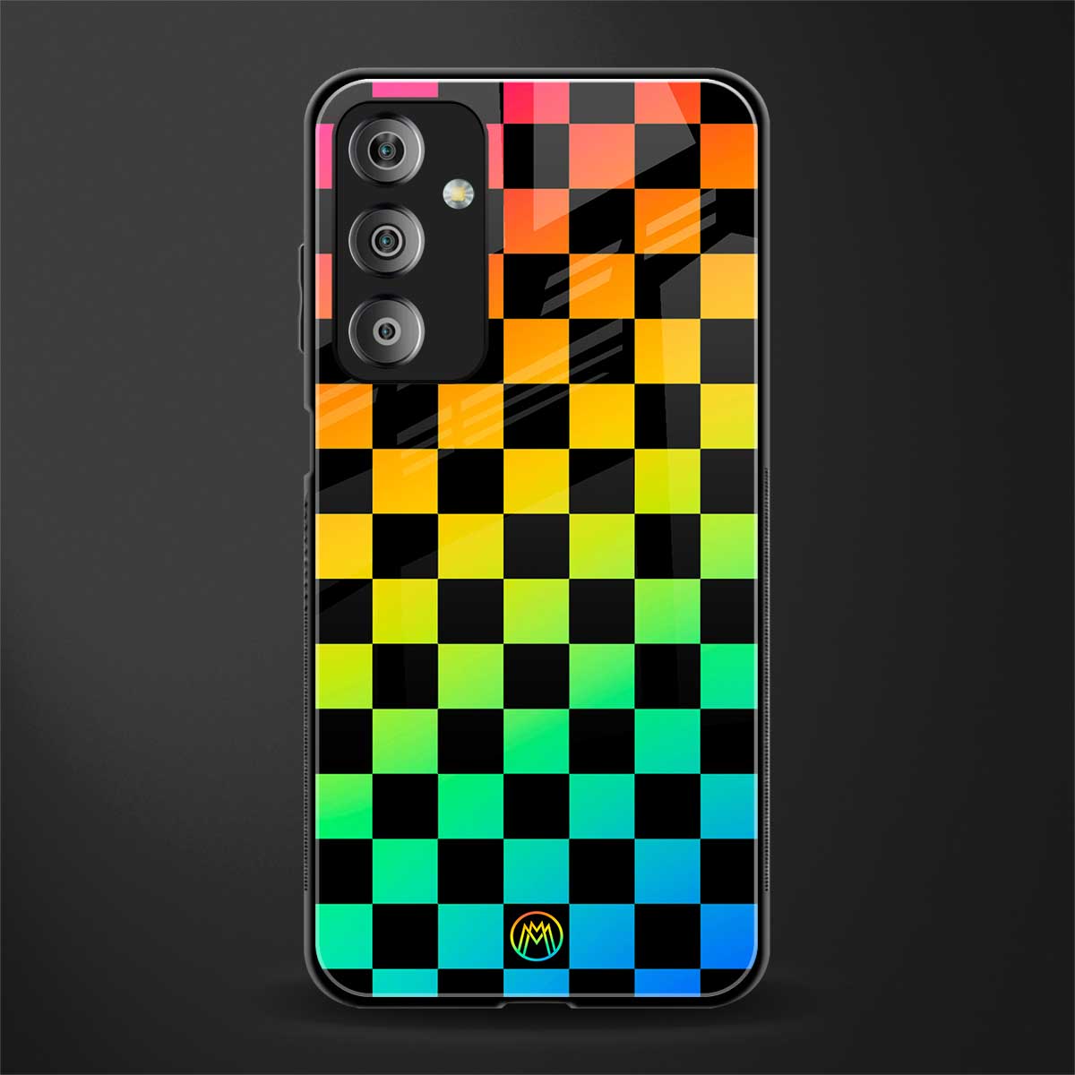 rainbow check pattern back phone cover | glass case for samsung galaxy f23 5g