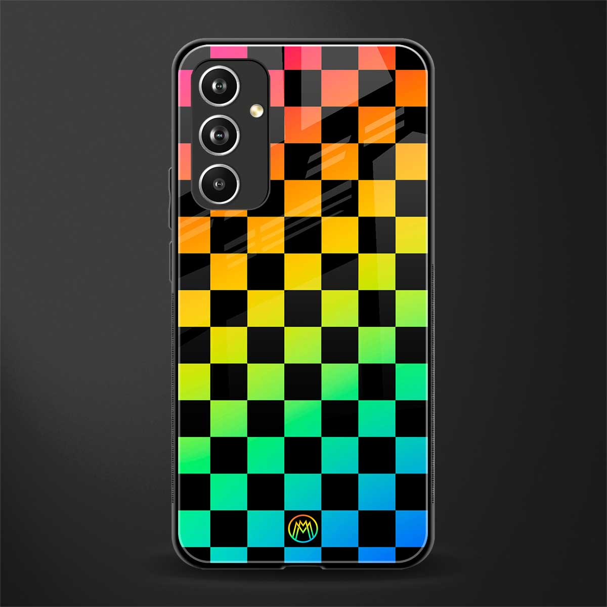 rainbow check pattern back phone cover | glass case for samsung galaxy a54 5g