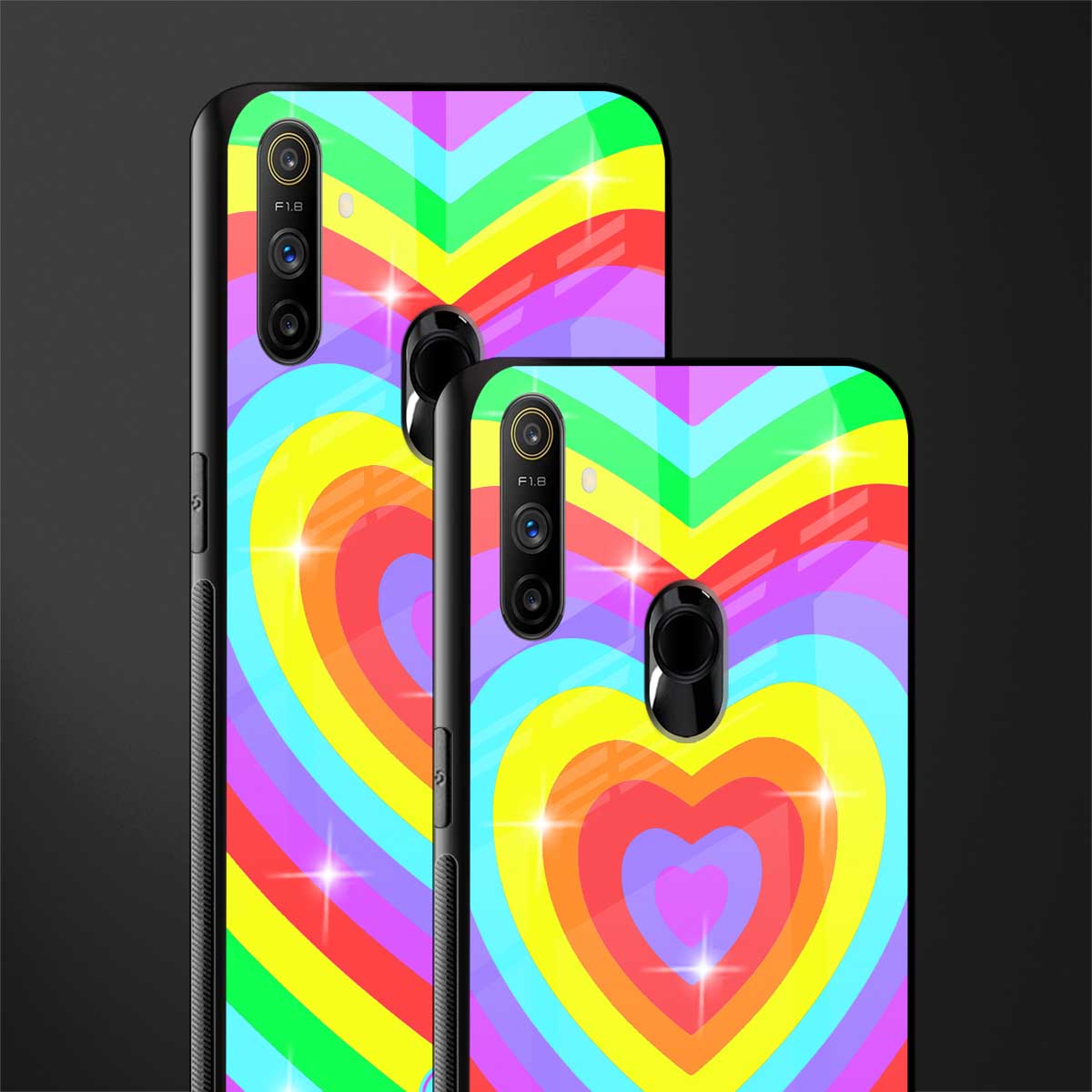 rainbow y2k hearts aesthetic glass case for realme narzo 10a image-2
