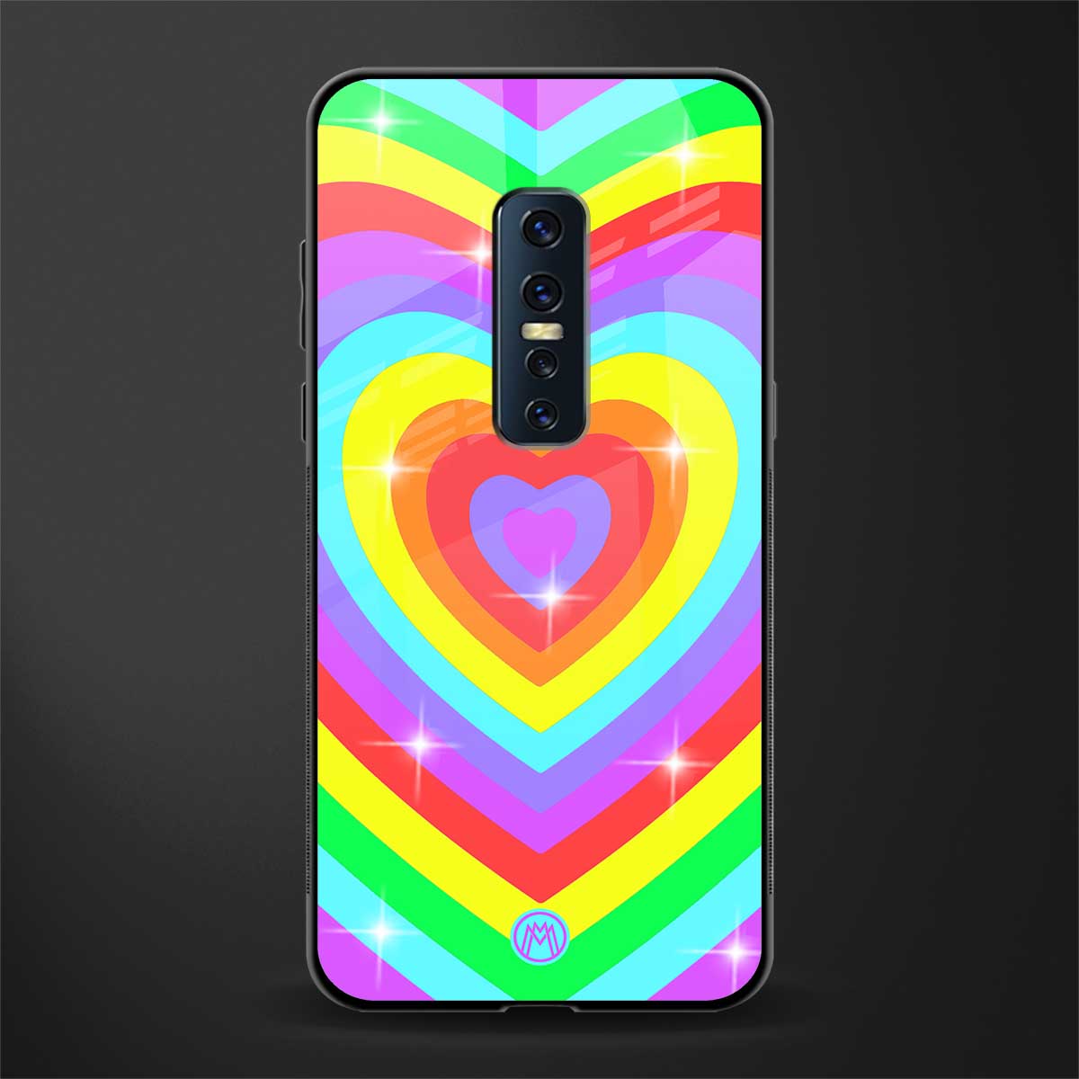 rainbow y2k hearts aesthetic glass case for vivo v17 pro image