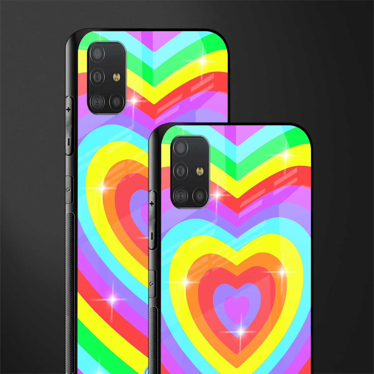 rainbow y2k hearts aesthetic glass case for samsung galaxy a51 image-2