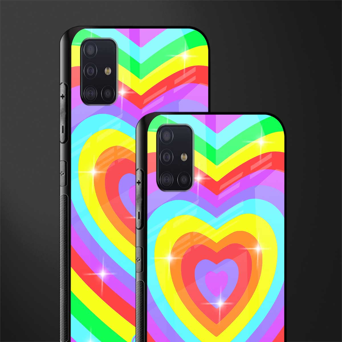 rainbow y2k hearts aesthetic glass case for samsung galaxy a71 image-2