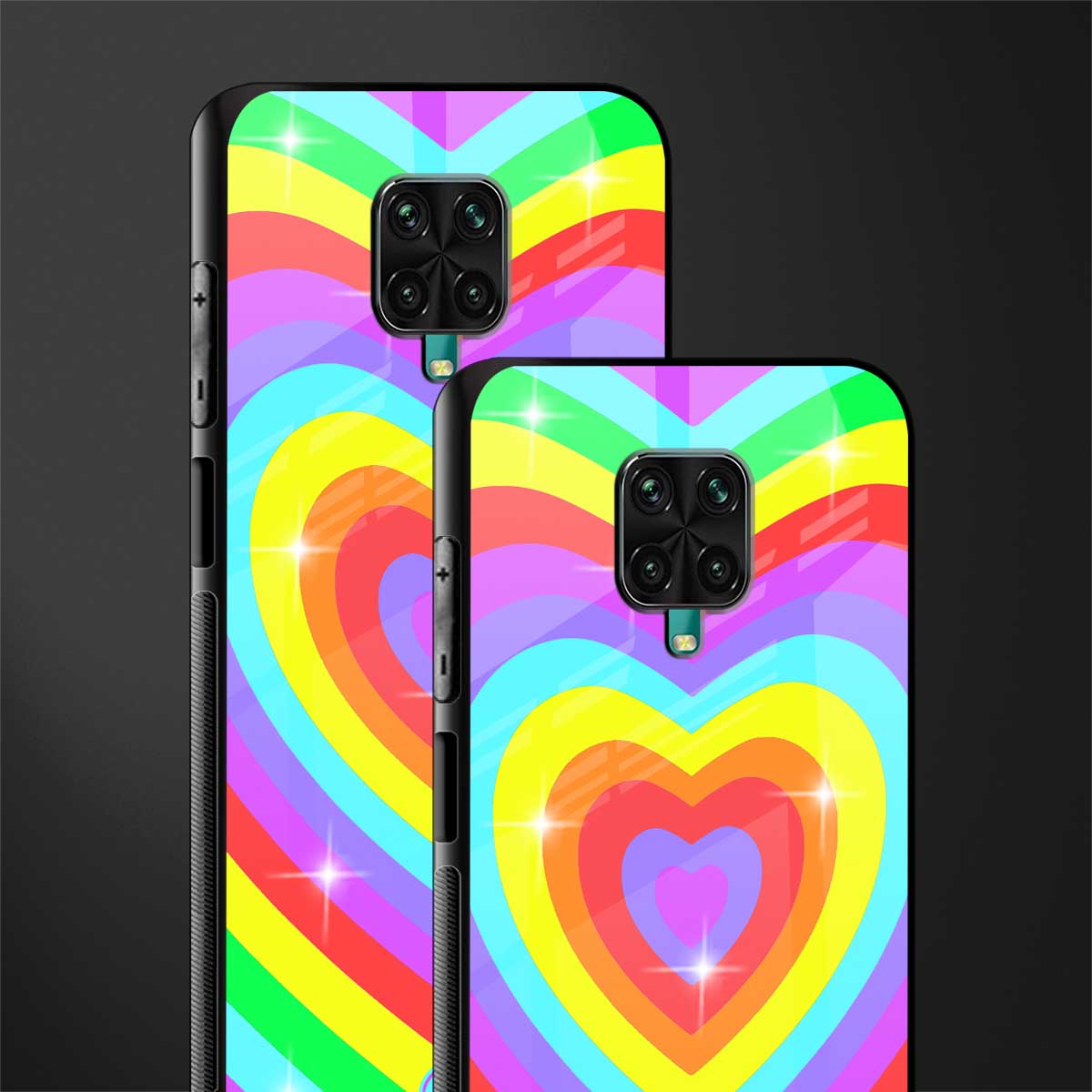 rainbow y2k hearts aesthetic glass case for poco m2 pro image-2