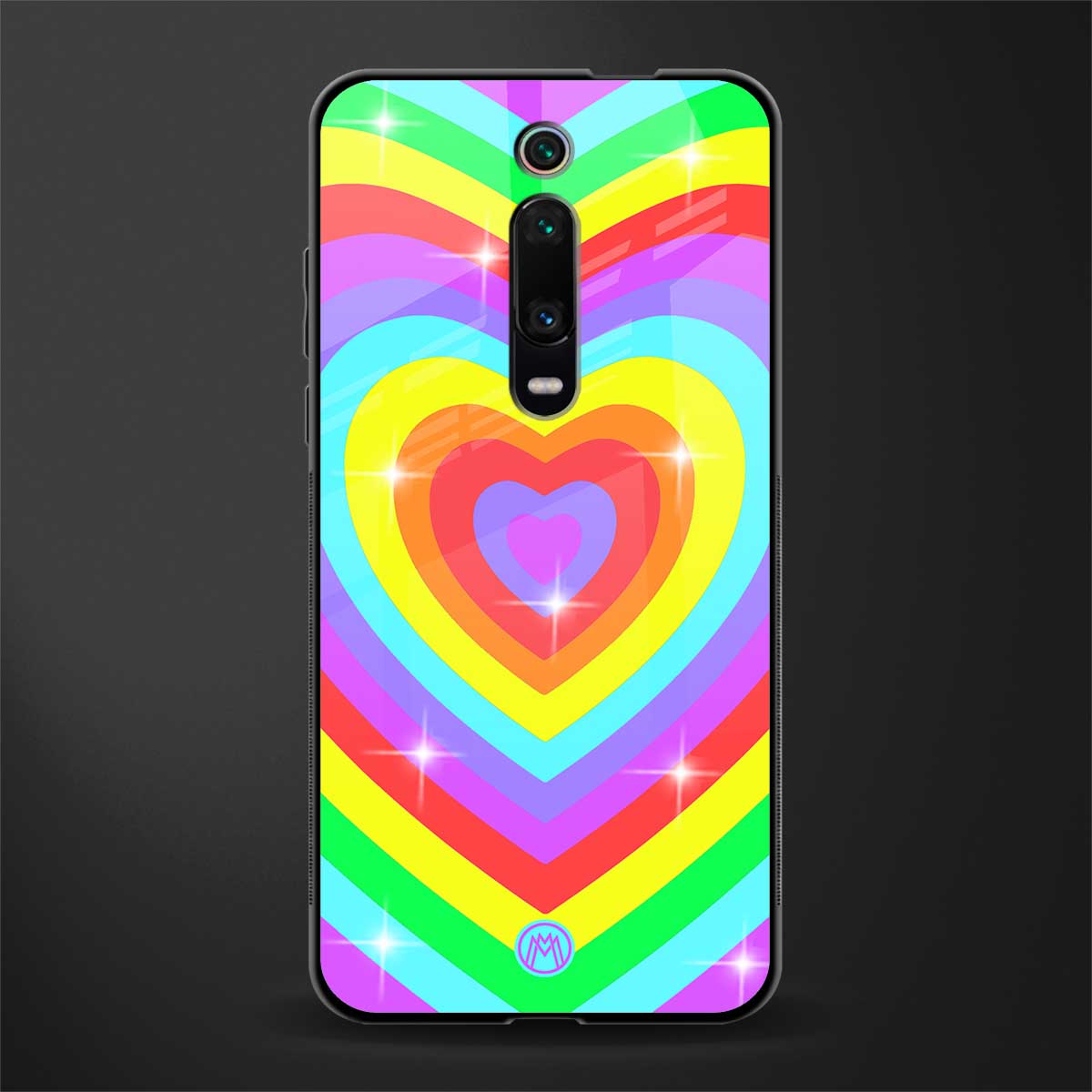 rainbow y2k hearts aesthetic glass case for redmi k20 image