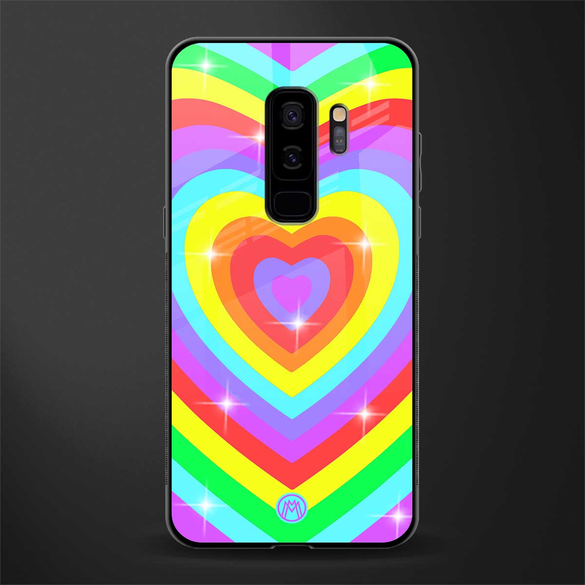 rainbow y2k hearts aesthetic glass case for samsung galaxy s9 plus image
