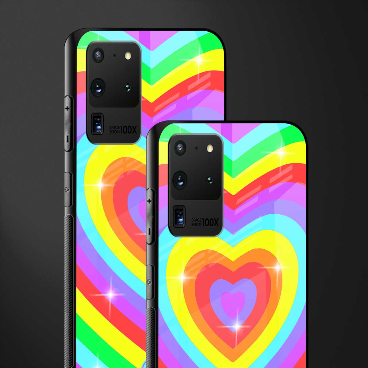 rainbow y2k hearts aesthetic glass case for samsung galaxy s20 ultra image-2