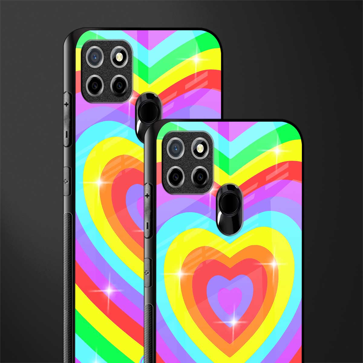 rainbow y2k hearts aesthetic glass case for realme narzo 30a image-2