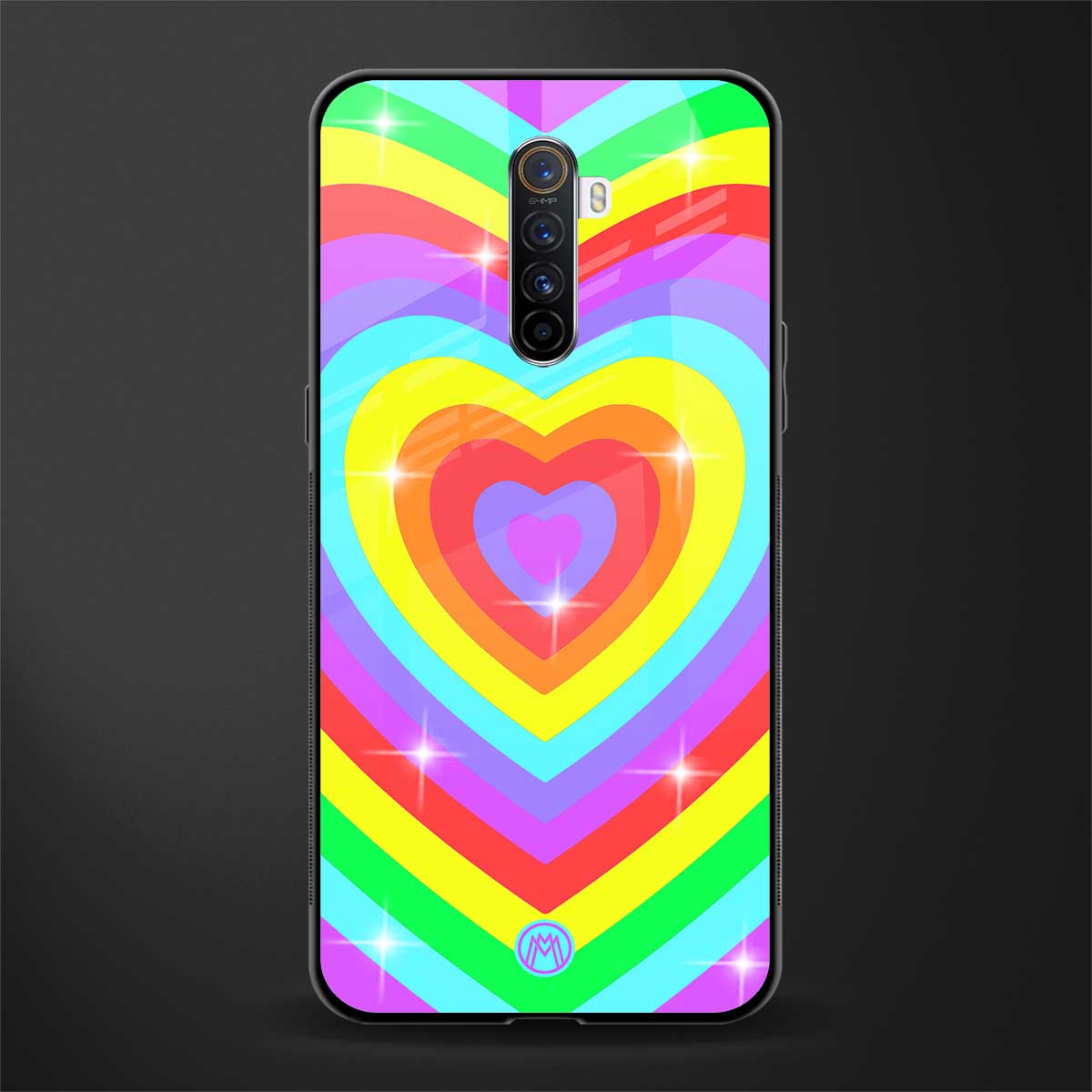rainbow y2k hearts aesthetic glass case for realme x2 pro image