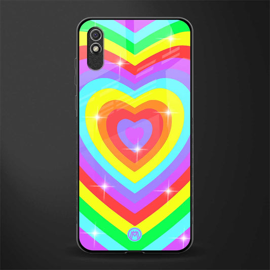rainbow y2k hearts aesthetic glass case for redmi 9i image