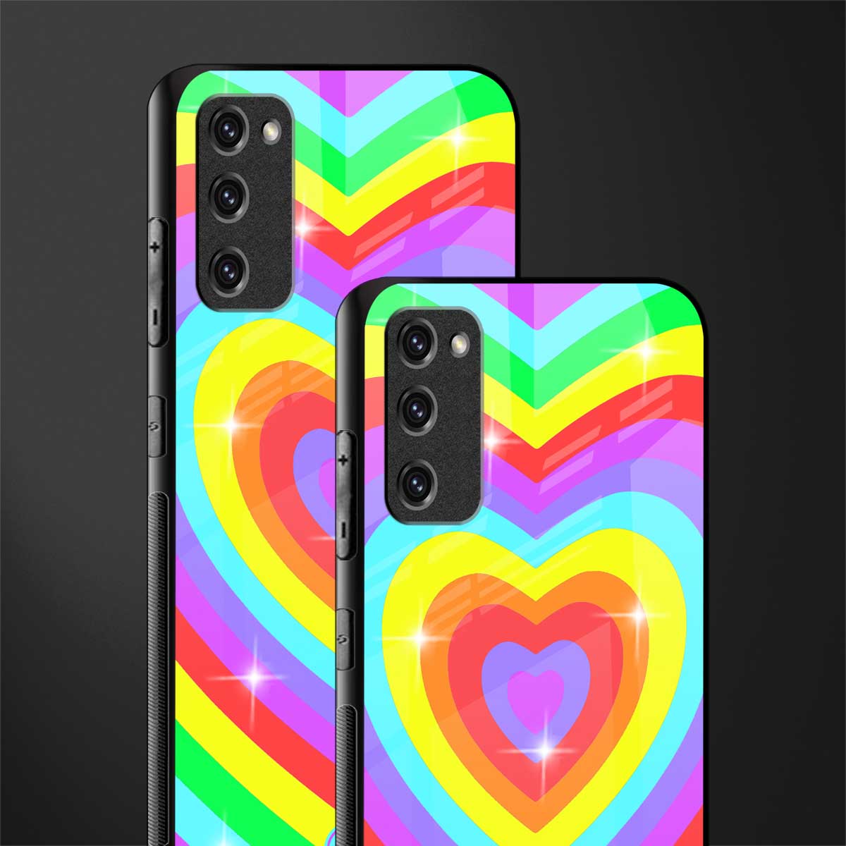 rainbow y2k hearts aesthetic glass case for samsung galaxy s20 fe image-2