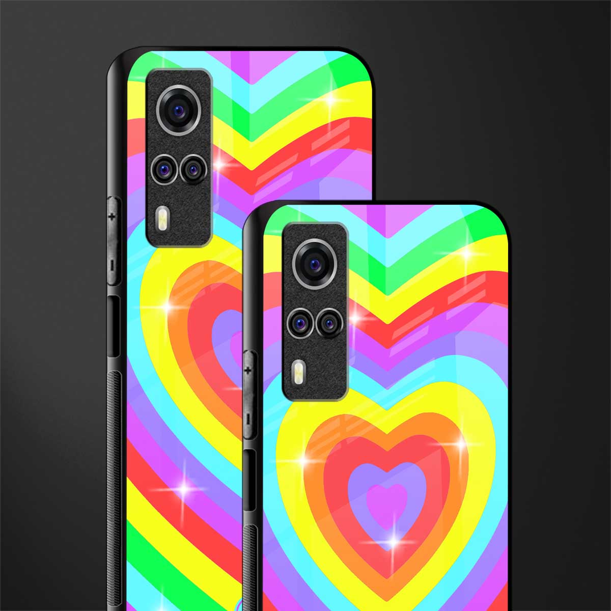 rainbow y2k hearts aesthetic glass case for vivo y51 image-2
