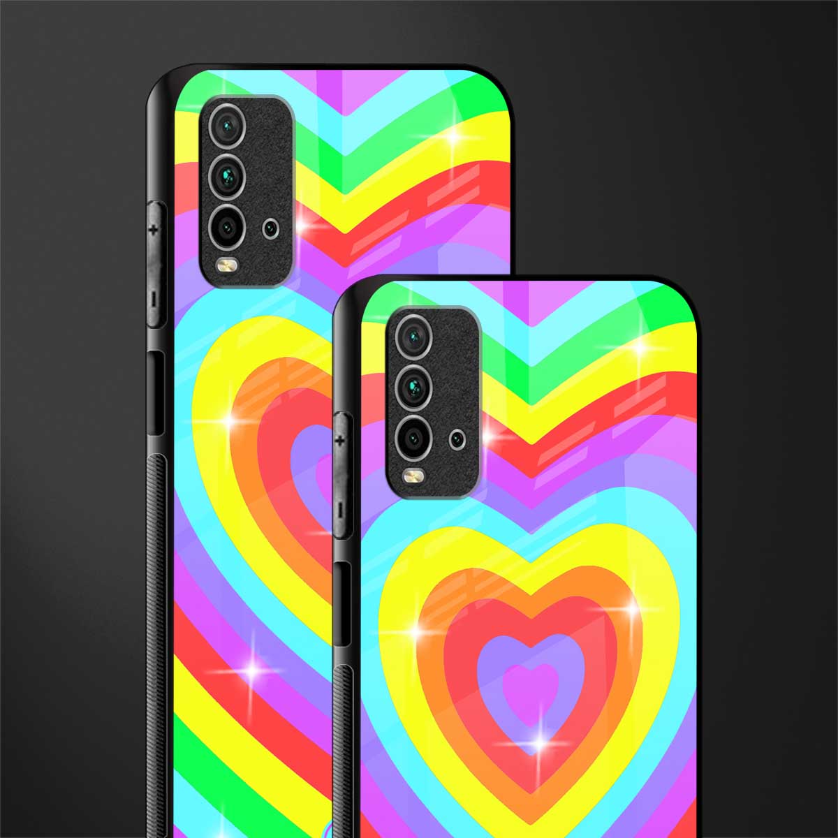rainbow y2k hearts aesthetic glass case for redmi 9 power image-2