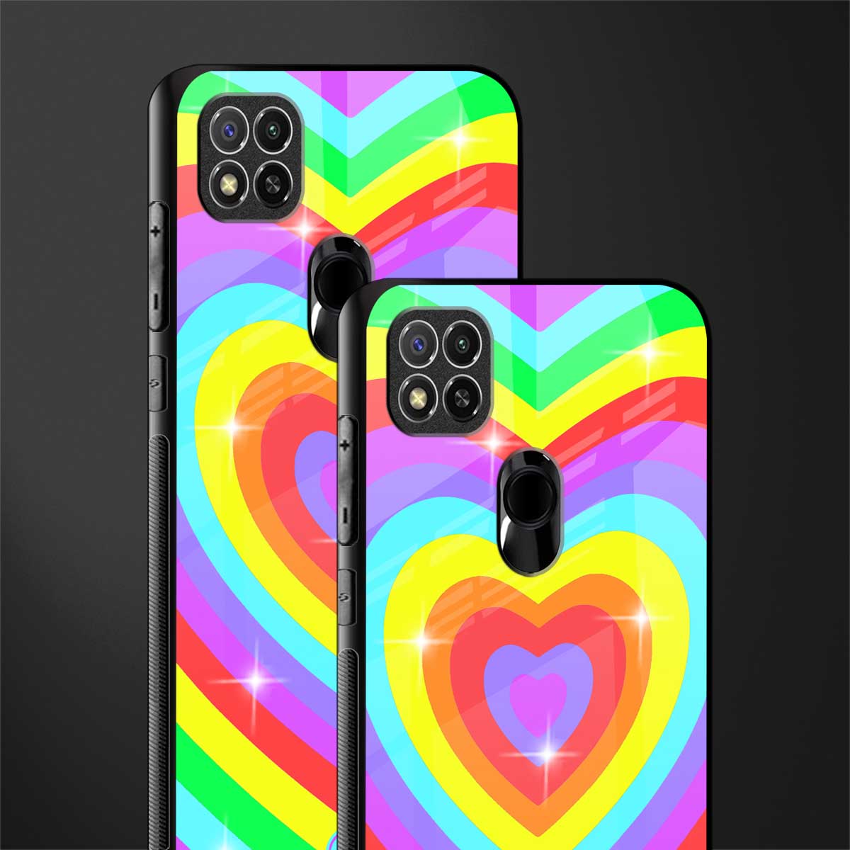 rainbow y2k hearts aesthetic glass case for redmi 9 image-2