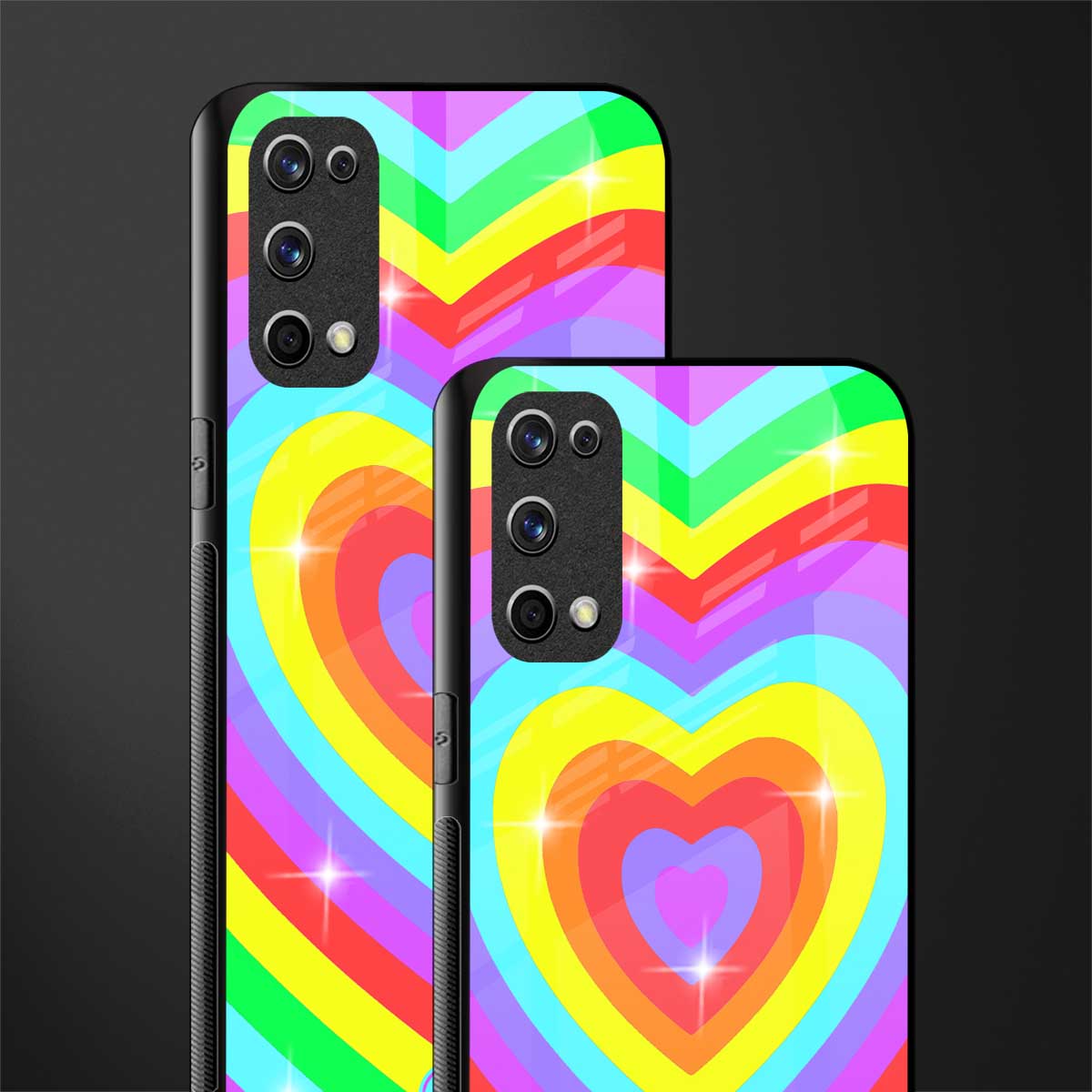 rainbow y2k hearts aesthetic glass case for realme x7 pro image-2