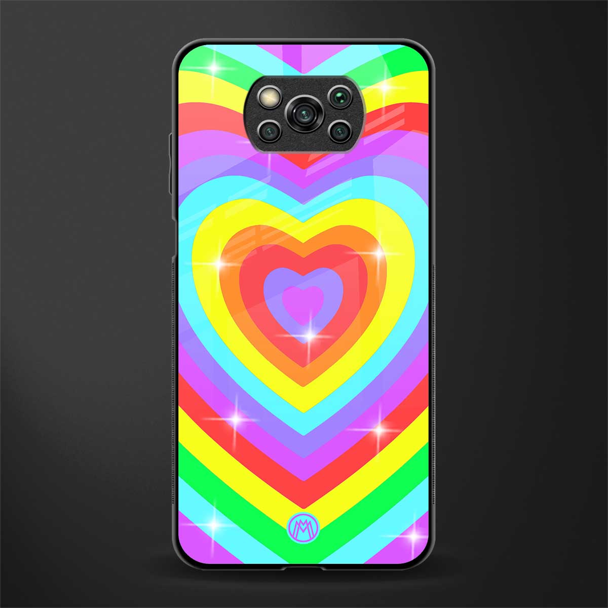 rainbow y2k hearts aesthetic glass case for poco x3 image