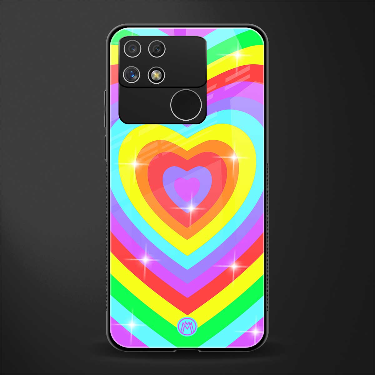 rainbow y2k hearts aesthetic back phone cover | glass case for realme narzo 50a