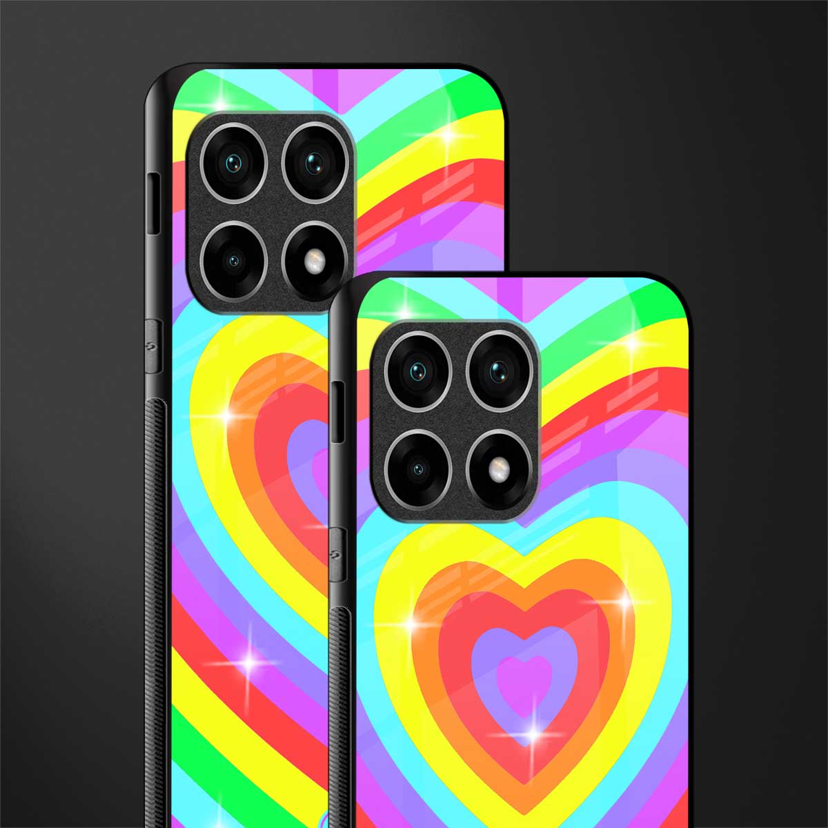 rainbow y2k hearts aesthetic glass case for oneplus 10 pro 5g image-2