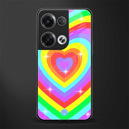 rainbow y2k hearts aesthetic back phone cover | glass case for oppo reno 8 pro