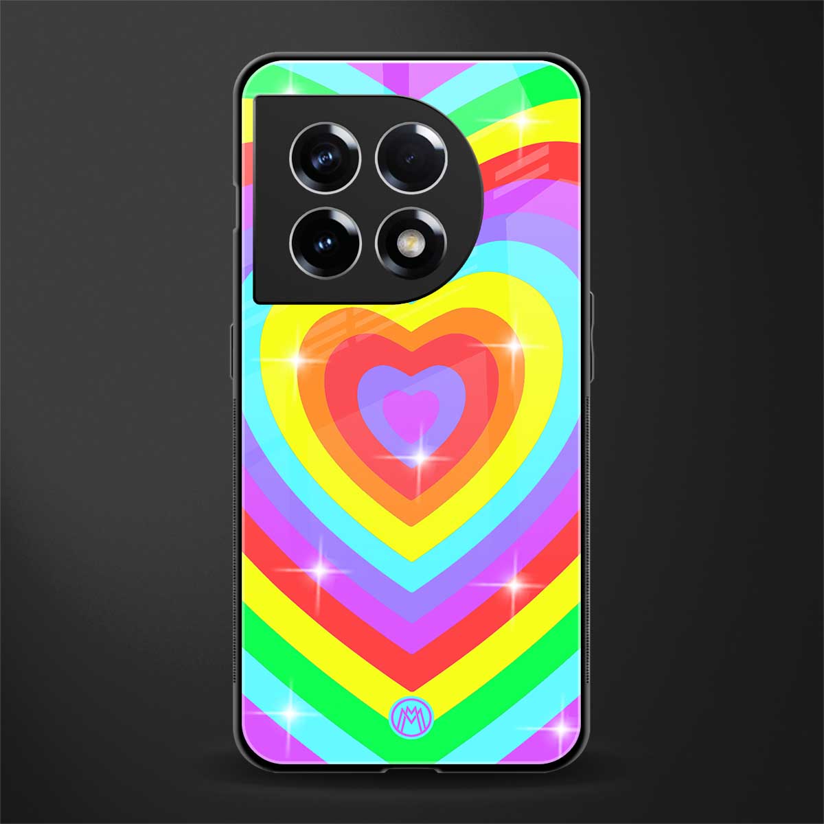 rainbow y2k hearts aesthetic back phone cover | glass case for oneplus 11