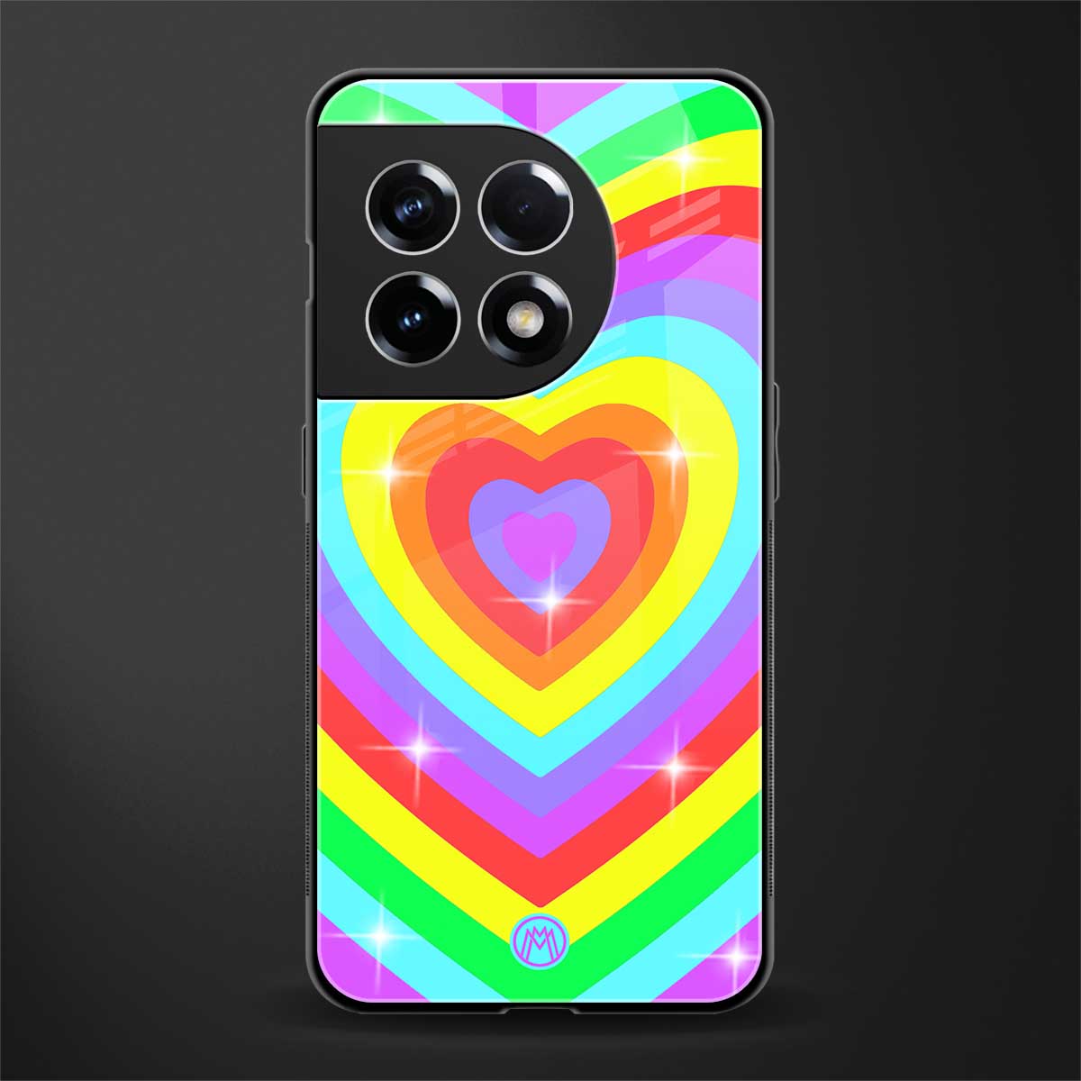 rainbow y2k hearts aesthetic back phone cover | glass case for oneplus 11r