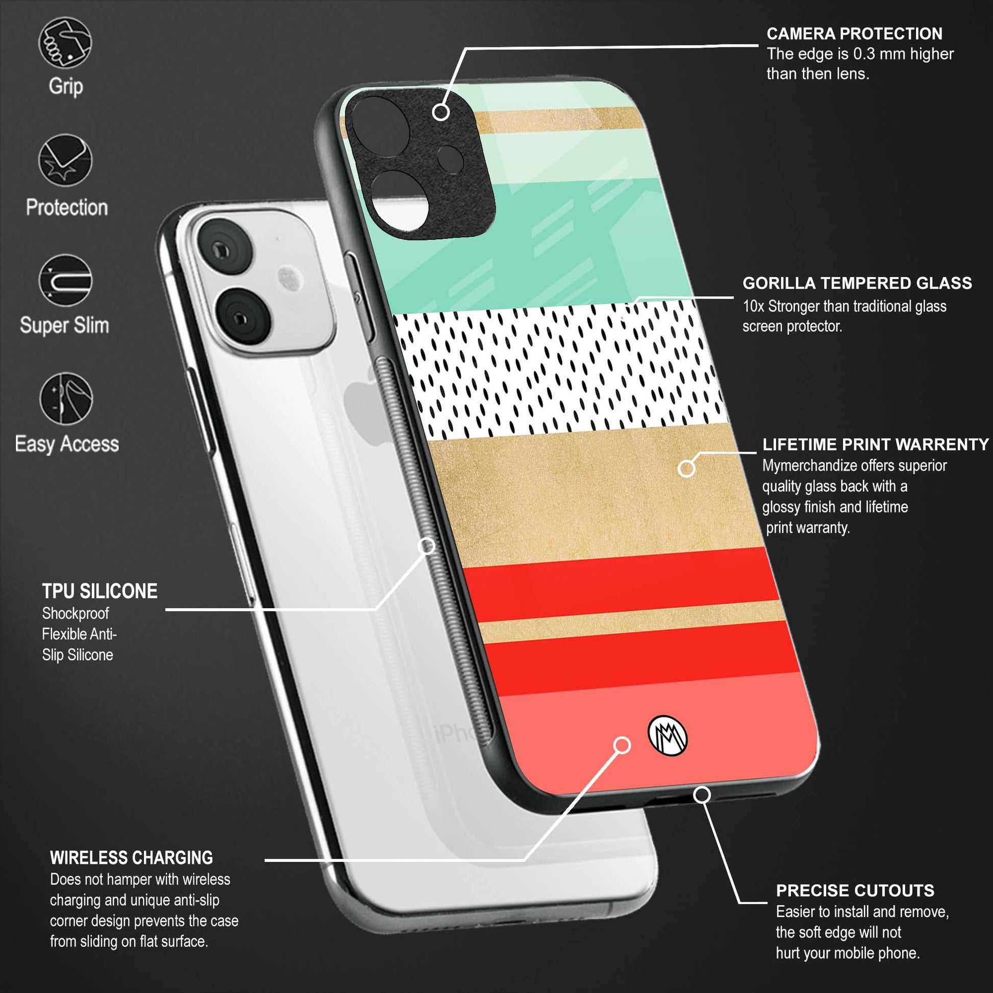 raspberry mint gelato glass case for vivo v23e image-4