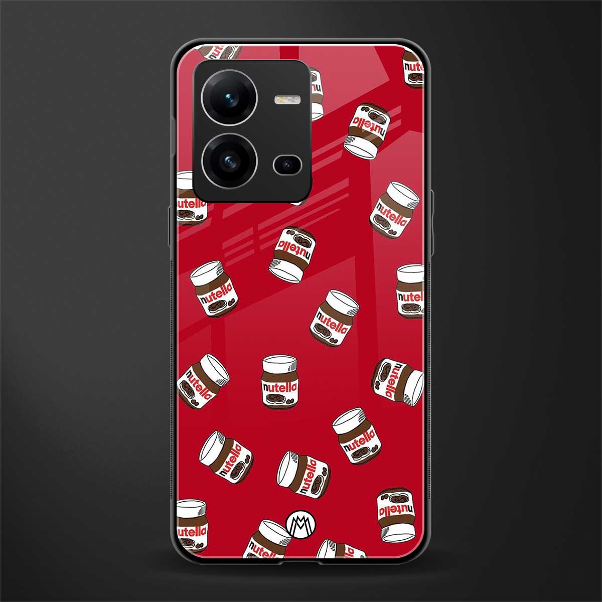 red nutella back phone cover | glass case for vivo v25-5g