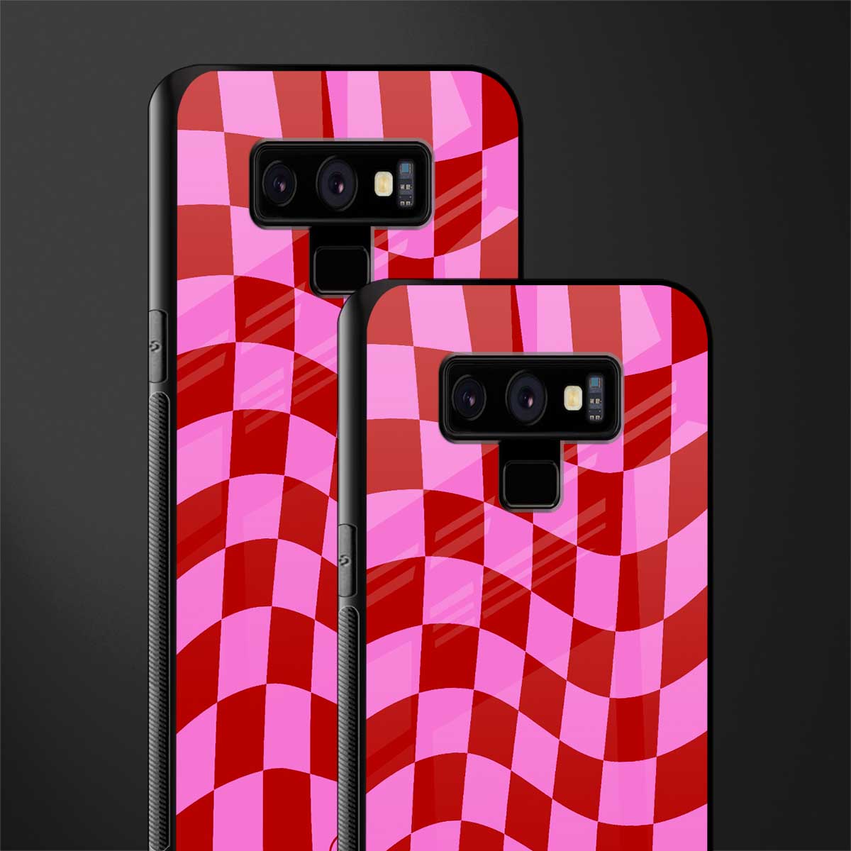 red pink trippy check pattern glass case for samsung galaxy note 9 image-2