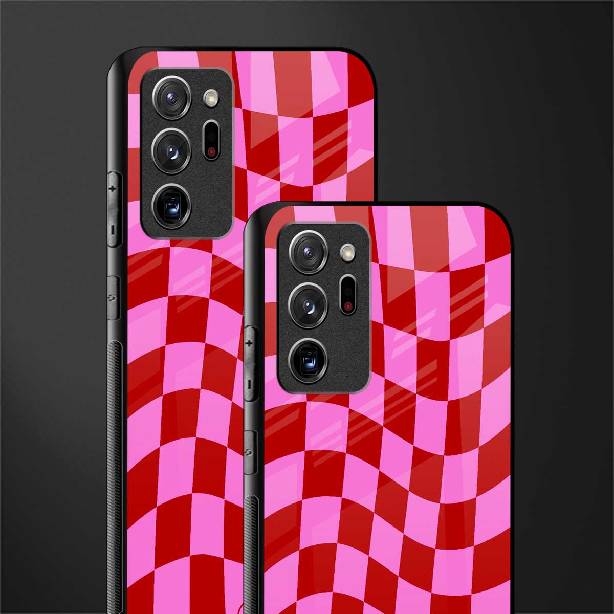 red pink trippy check pattern glass case for samsung galaxy note 20 ultra 5g image-2