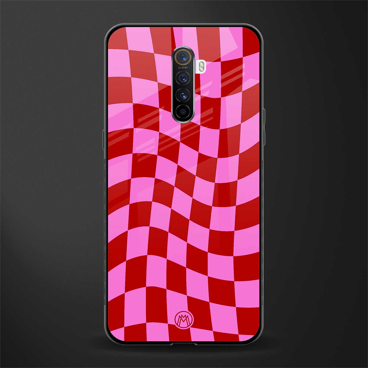 red pink trippy check pattern glass case for realme x2 pro image
