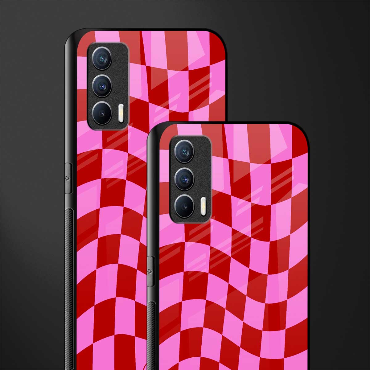 red pink trippy check pattern glass case for realme x7 image-2