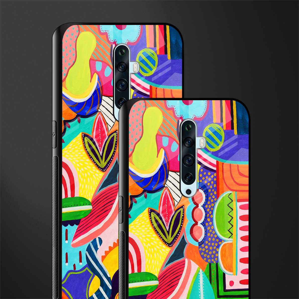 retro abstract glass case for oppo reno 2f image-2