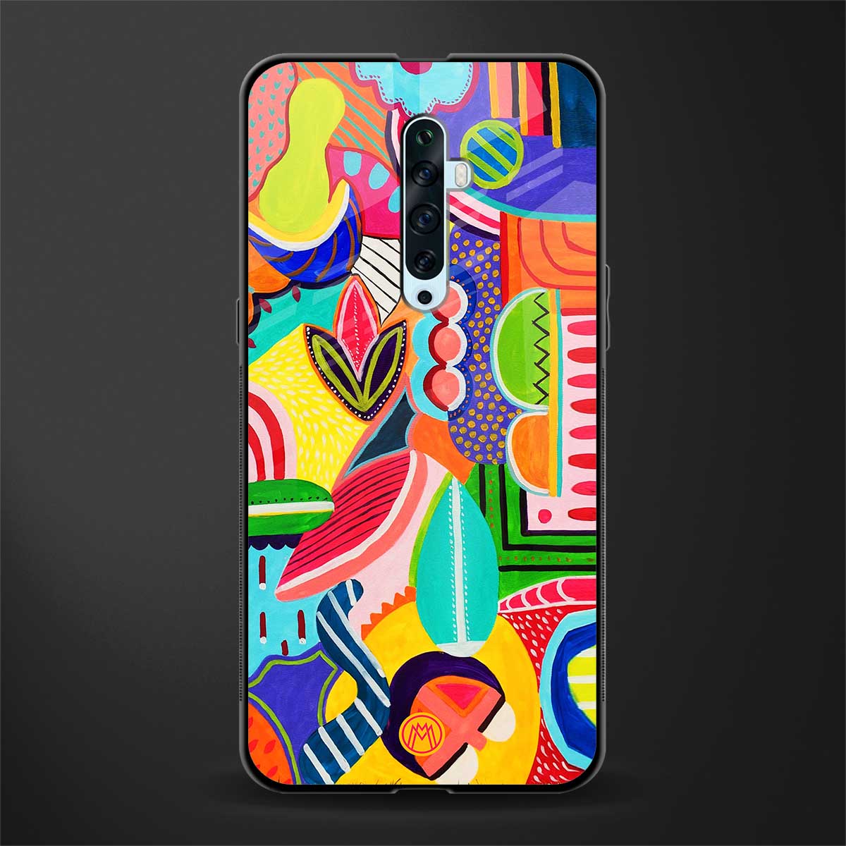 retro abstract glass case for oppo reno 2f image