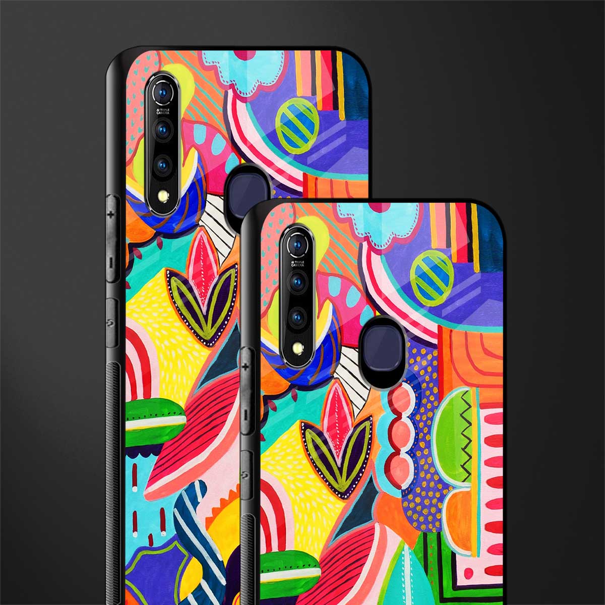 retro abstract glass case for vivo z1 pro image-2