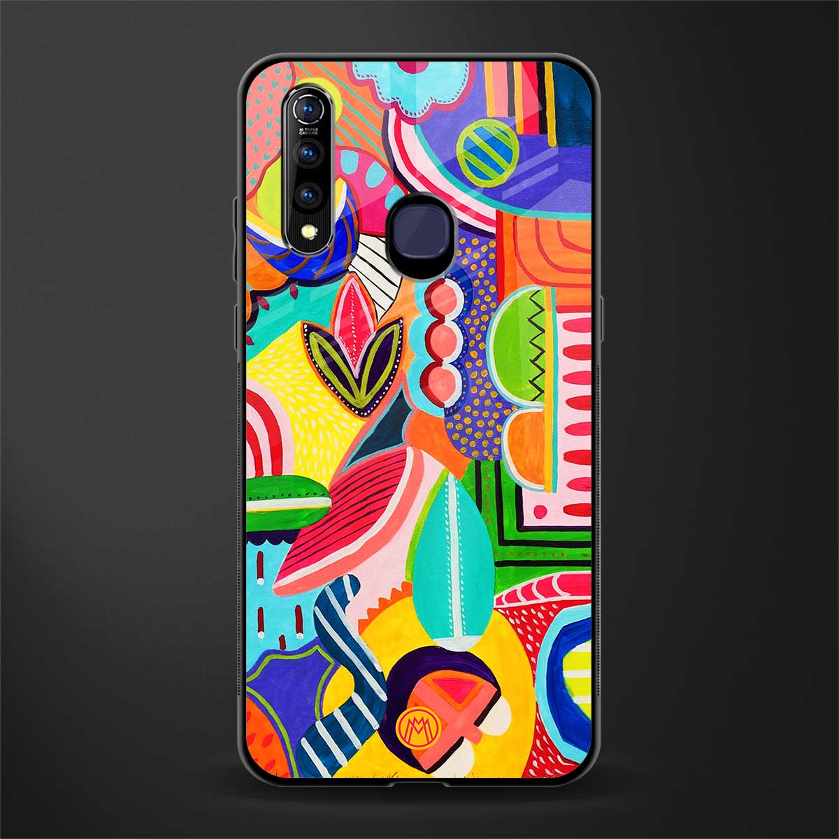 retro abstract glass case for vivo z1 pro image