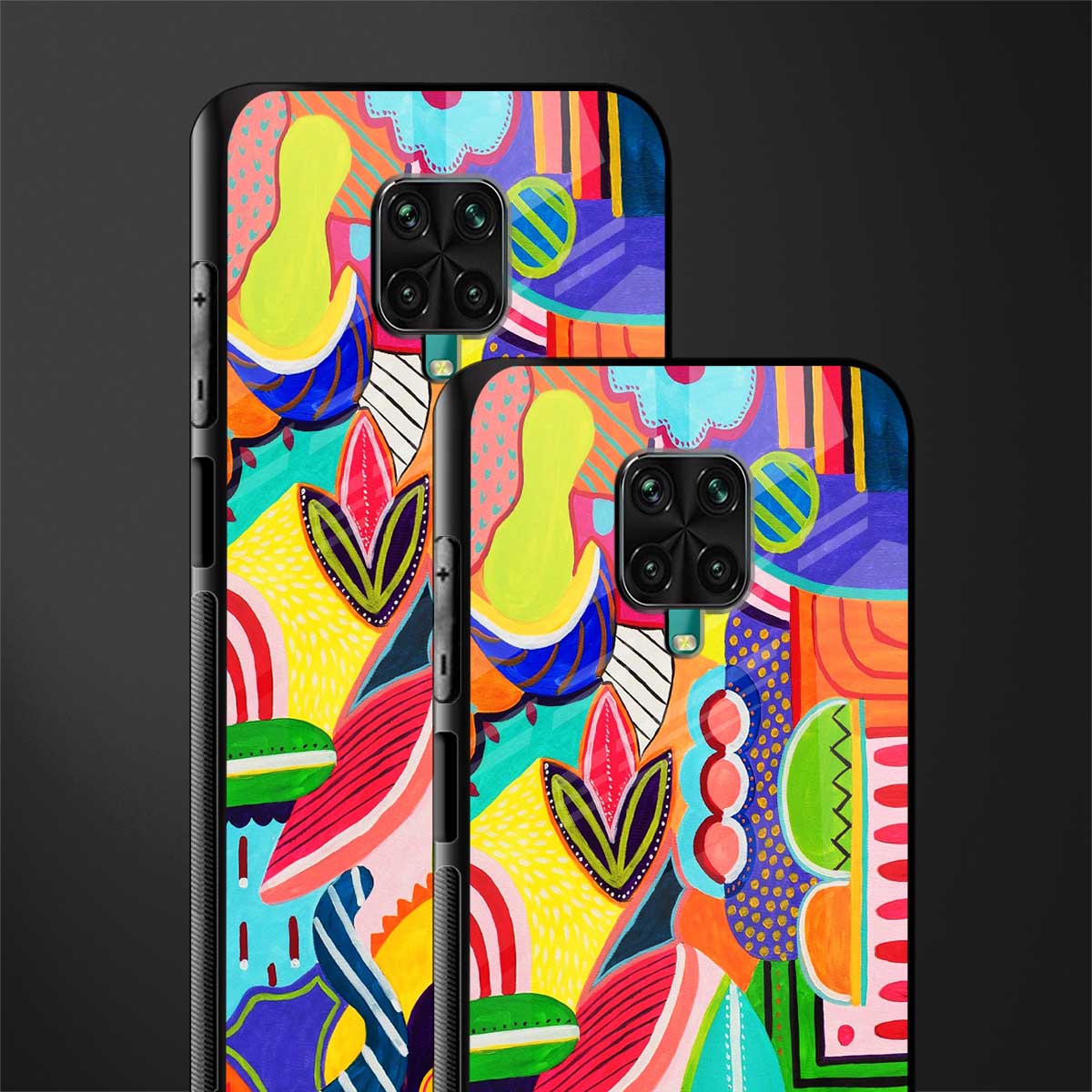 retro abstract glass case for redmi note 9 pro max image-2