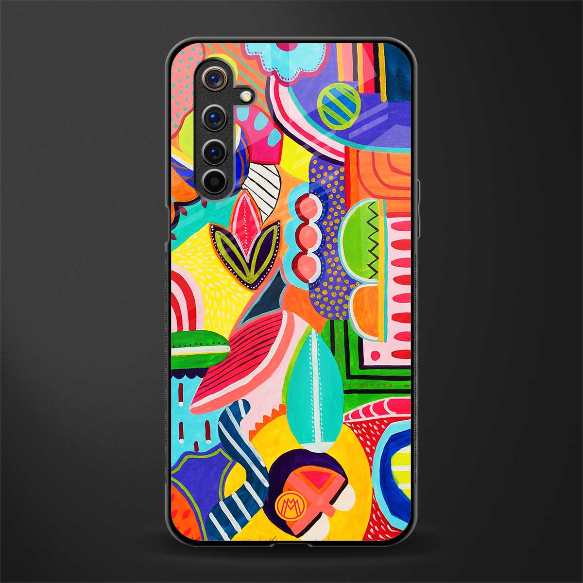 retro abstract glass case for realme 6i image