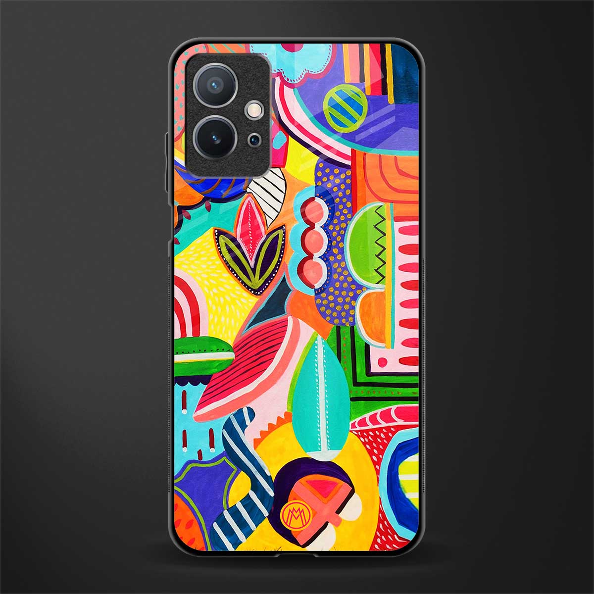 retro abstract glass case for vivo y75 5g image